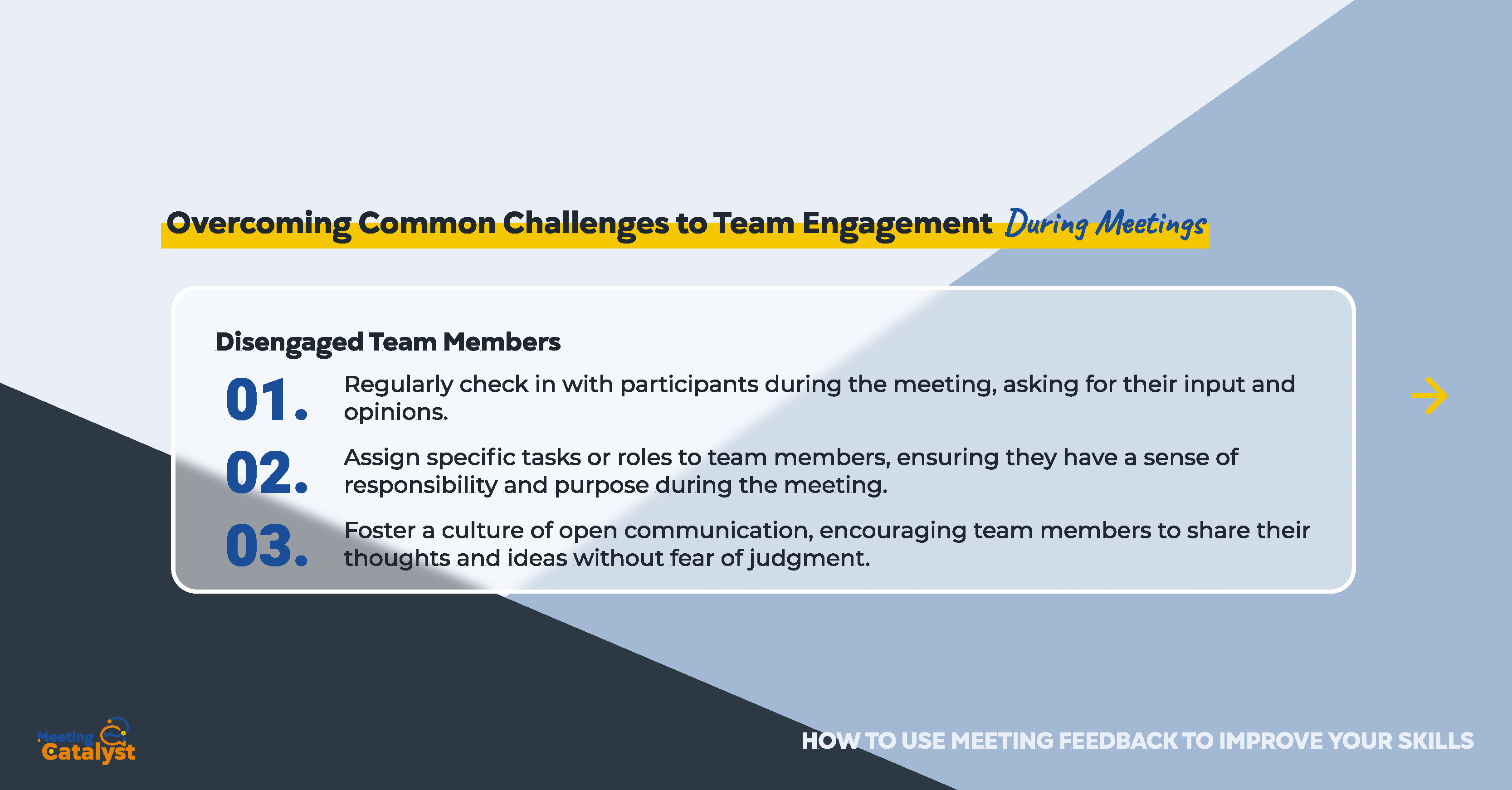 Infographic with text bullets listing strategies to overcome disengaged team members